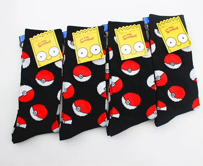 Cartoon comic Pokemon Pokeball socks Captain America Novelty funny comfort red woman cool Sock ankle hip hop skarpetki meskie