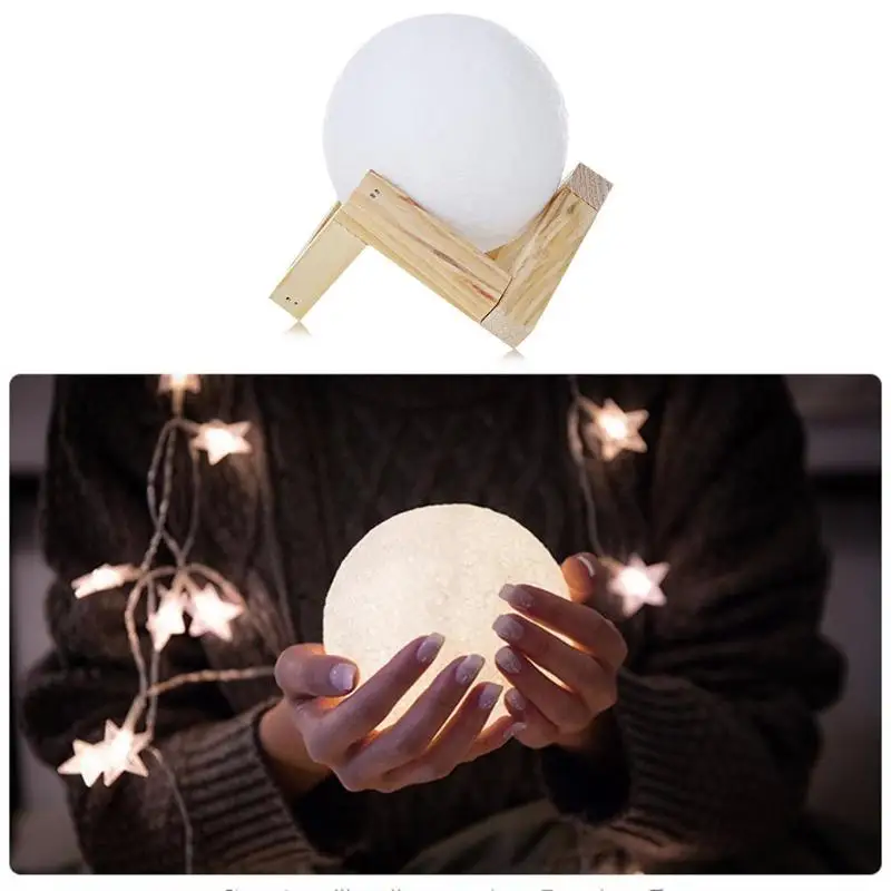 cheap Creative 3D Print Moon Lamp Multicolor Change Touch Switch Bedroom Bookcase Night Light Home Room Decoration Ornaments