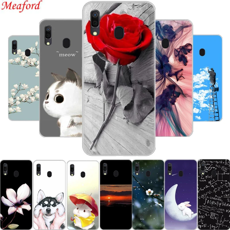 

6.4" For Samsung A20 2019 Case Silicone Soft TPU Phone Case For Samsung Galaxy A20 Back Cover Case A 20 Funda Floral Print Coque