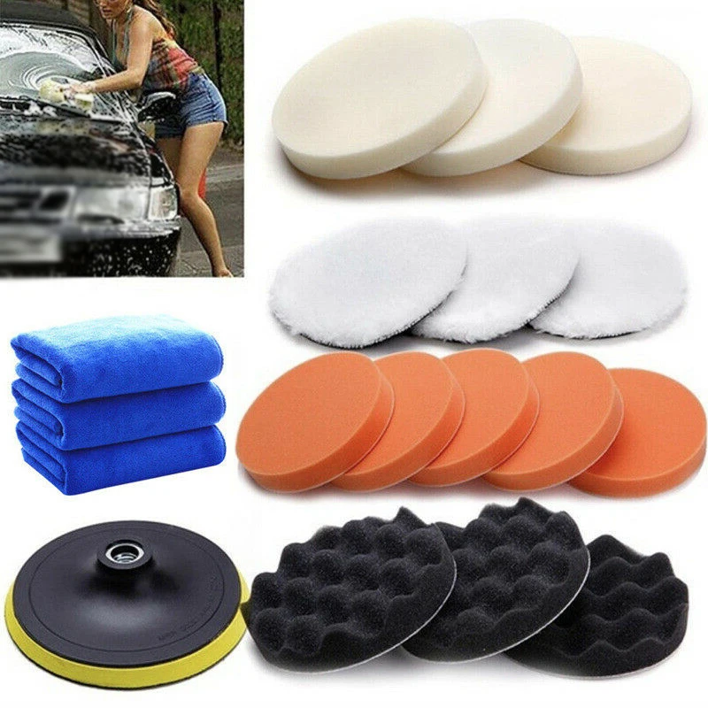 

18Pcs Waxing Polishing Sponge Buffer Pad Wheel Adapter Set Car Polisher Tools