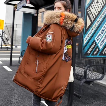 

2018 New Style Fall And Winter Clothes down Padded Female Korean-Style L Loose Long Padded Coat Bread