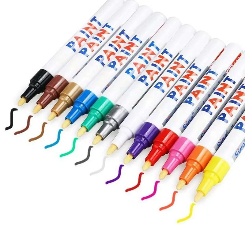 

12x Photo Color paint pen marker permanent, Permanent Paint Marker Pen for writing on fabrics glass wood Tire oil