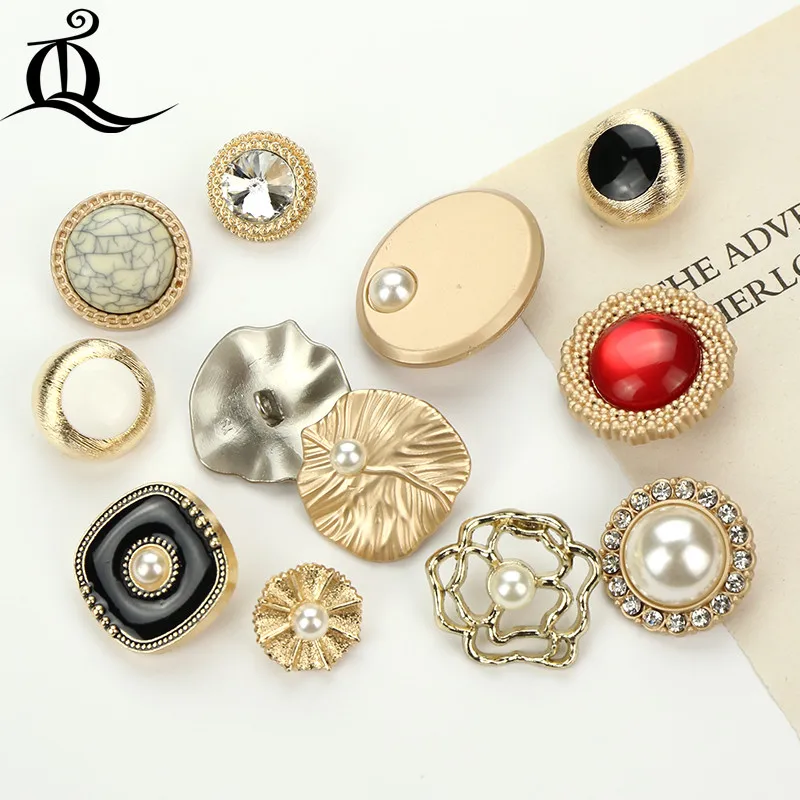 

2019 New 18-35mm 10pieces High-grade Metal Gold pearls metal buttons Jacket shirt metal buttons Sweater coat Overcoat button p40