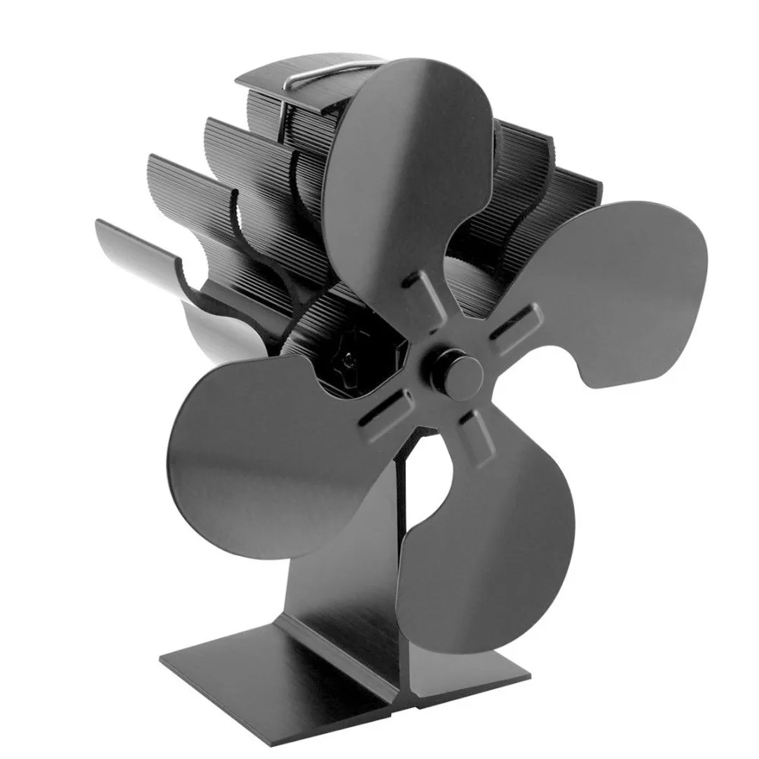 

Mayitr 4 Blade Heat Furnace Stove Self-Powered Wood Log Burner Stove Burner Fireplace Fan Fireplace Parts