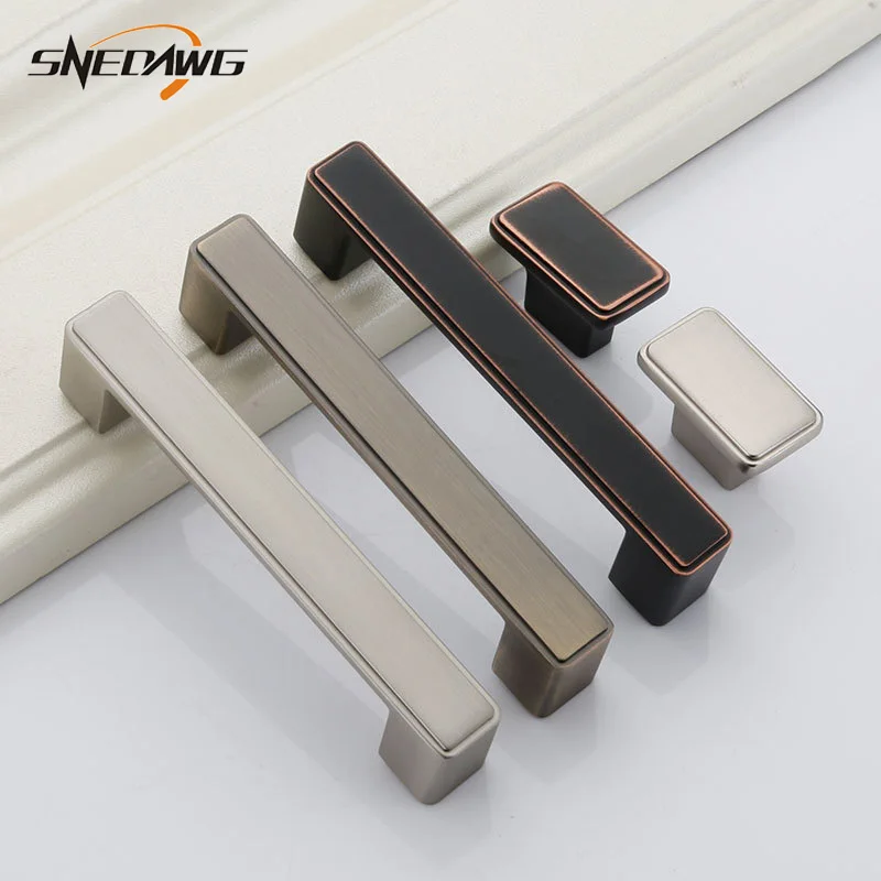 Furniture Handle Modern Zinc Alloy Cabinet Furniture Door Handle 96mm/128mm/192mm Hole Pitch Furniture Handle Wardrobe Door Pull