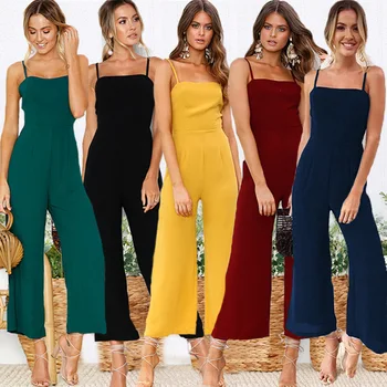 

2019 Spring Summer New Product Sexy Zipper Woman Solid Color Jumpsuit