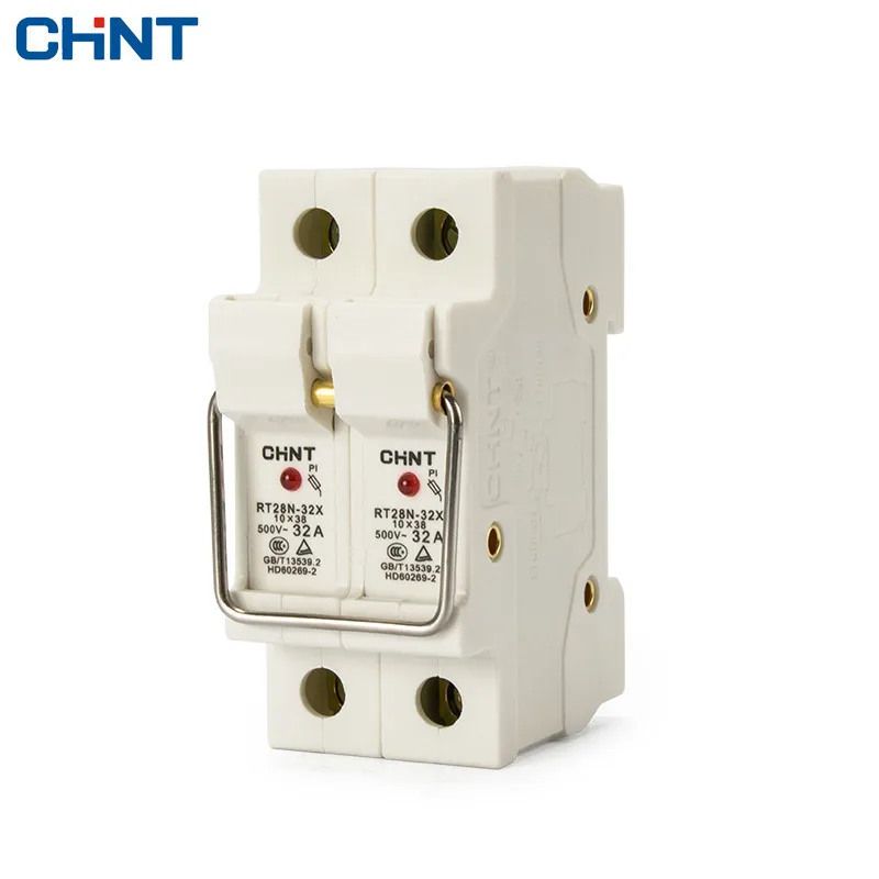 

CHINT Cylinder Form Fuse Base RT28N-32X 2P Guide Type Bring Indicator Light Match RT18-32 Fuse Tap