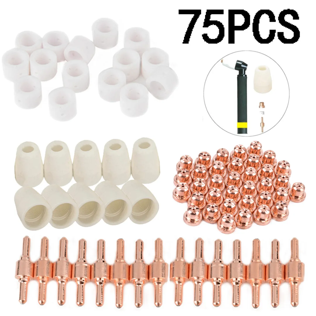 Mayitr 75pcs Red Copper Plasma Cutter Tip Electrodes & Nozzles Kit Consumable For PT-31 LG-40 Plasma Cutting Torch CUT40 CUT50 Mayitr 75pcs Red Copper Plasma Cutter Tip Electrodes & Nozzles Kit Consumable For PT-31 LG-40 Plasma Cutting Torch CUT40 CUT50