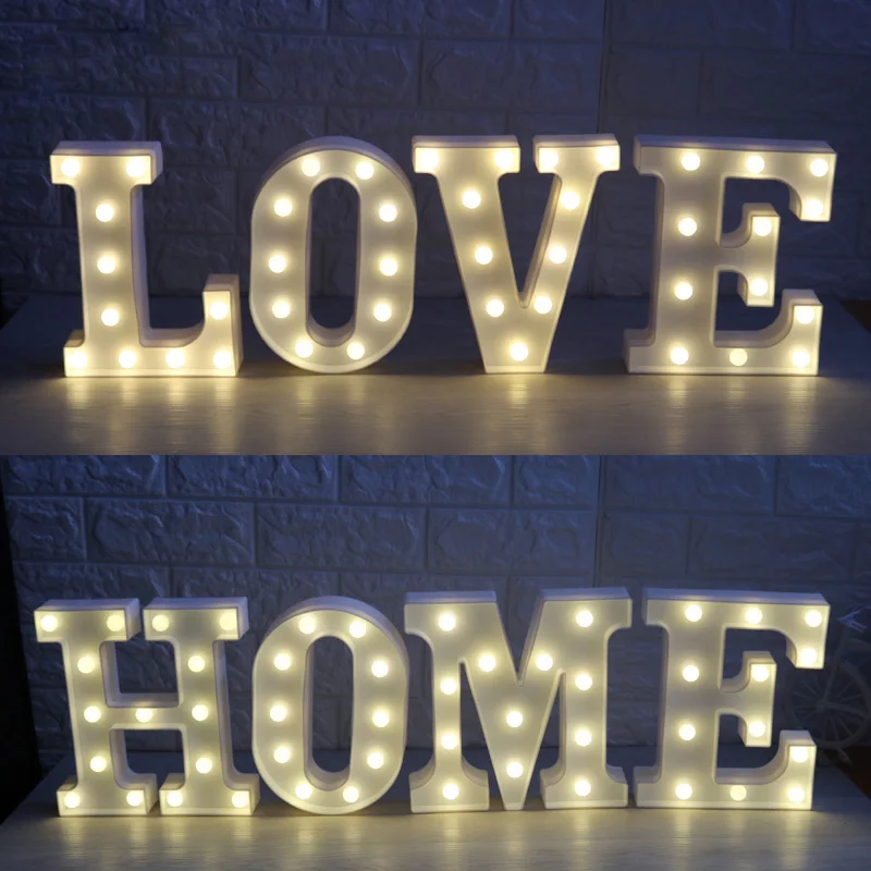 DIY Letter LED Night Light White Plastic 26 Alphabet Lights Lamp For Birthday New Year Valentine's Day Holiday Room Decoration DIY Letter LED Night Light White Plastic 26 Alphabet Lights Lamp For Birthday New Year Valentine's Day Holiday Room Decoration