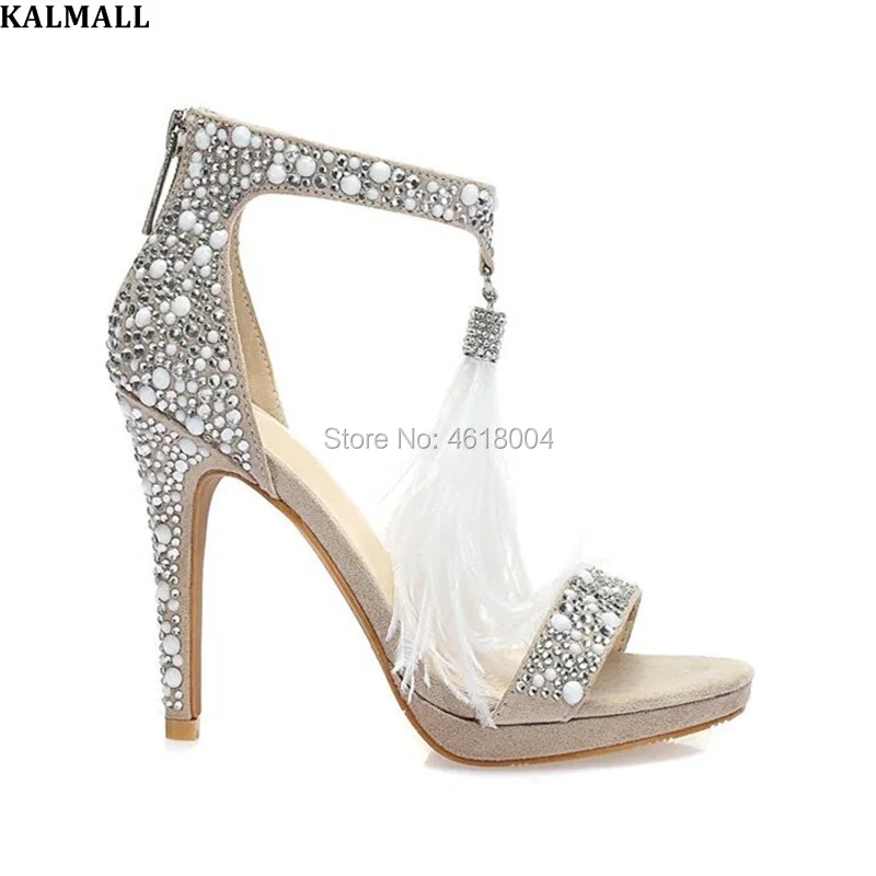 KALMALL Bridal Wedding Crystal Sandals 
