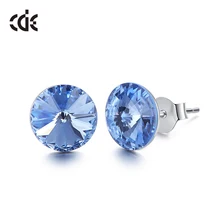 CDE 925 スターリングシルバーイヤリングクリスタルで装飾からラウンド幾何スタッドピアス女(China)