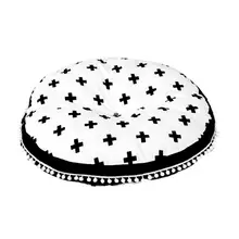 Nordic стиль мягкие перо хлопковой подкладкой ковры Круглый Детские подстилка для ползанья коврики Детская комната украшения кружево для ребенка Cushio