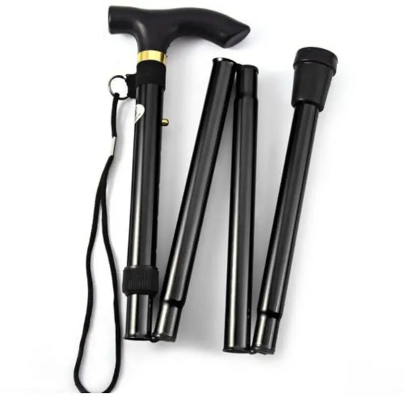 Bastón senderismo Trekking rastro ultraligero 4-sección ajustable bastones de aleación de aluminio plegable bastón de Palos Bastón senderismo Trekking rastro ultraligero 4-sección ajustable bastones de aleación de aluminio plegable bastón de Palos