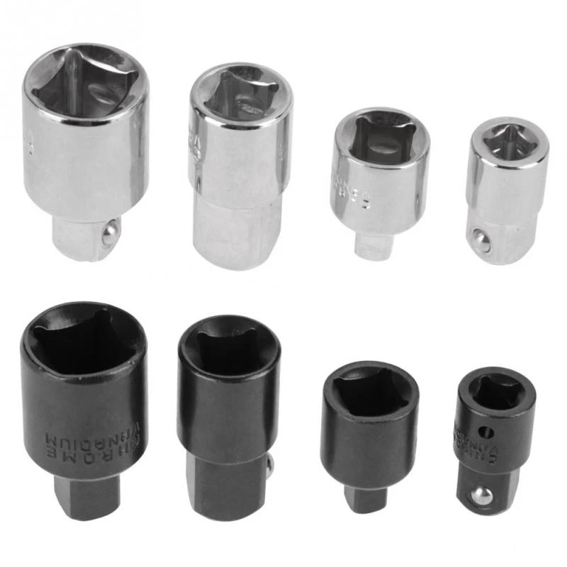 Reductor Soxket 4 piezas Reductores para adaptadores para enchufes de acero al cromo vanadio de 1//2 3//8 1//4Herramientas para llaves Adaptadores manuales el/éctricos CVR black