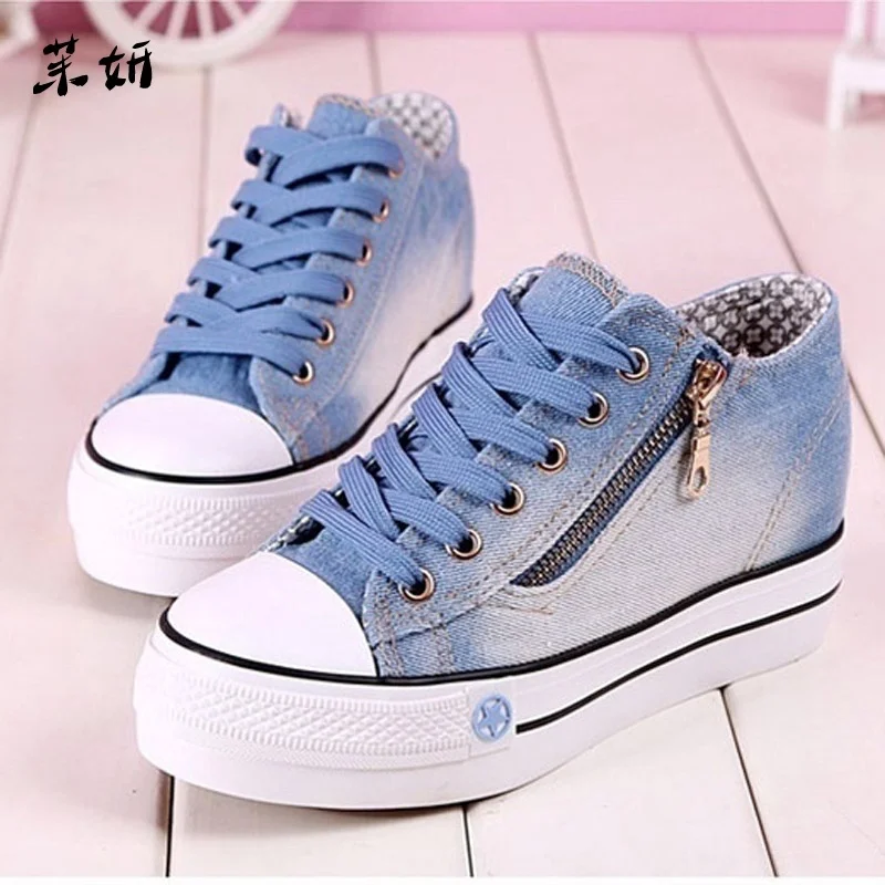 

Side Zipper Denim Women's Casual Shoes Plus Size Women Shoes Autumn Woman Shoe