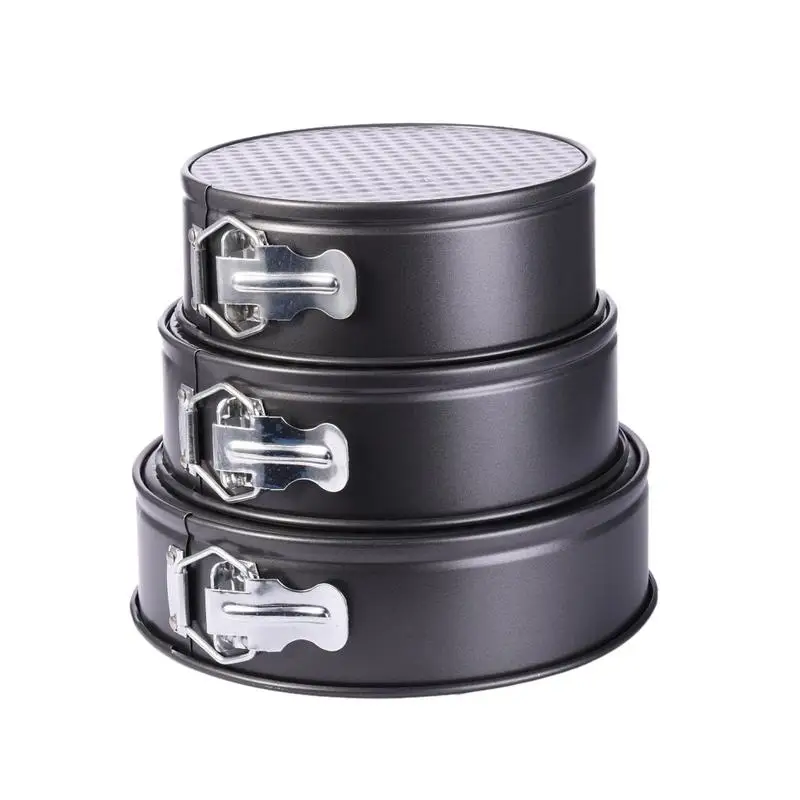 

3pc/Set Fondant Cutter Cake Mold Round Detachable Bottom High-strength Carbon Steel Nonstick Surface Cake Mold Set Baking Tool