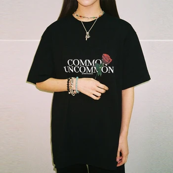

Letters Print Floral O Neck Women T-shirt Korean Casual Short Sleeve Vintage Loose Summer Tees Streetwear