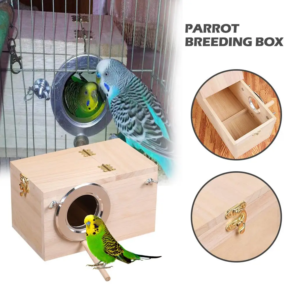 

Solid Wooden Bird House Parrot Nesting Breeding Box Bird Nest Cage Incubator Left Open Case For Parakeet Lovebirds Budgerigar