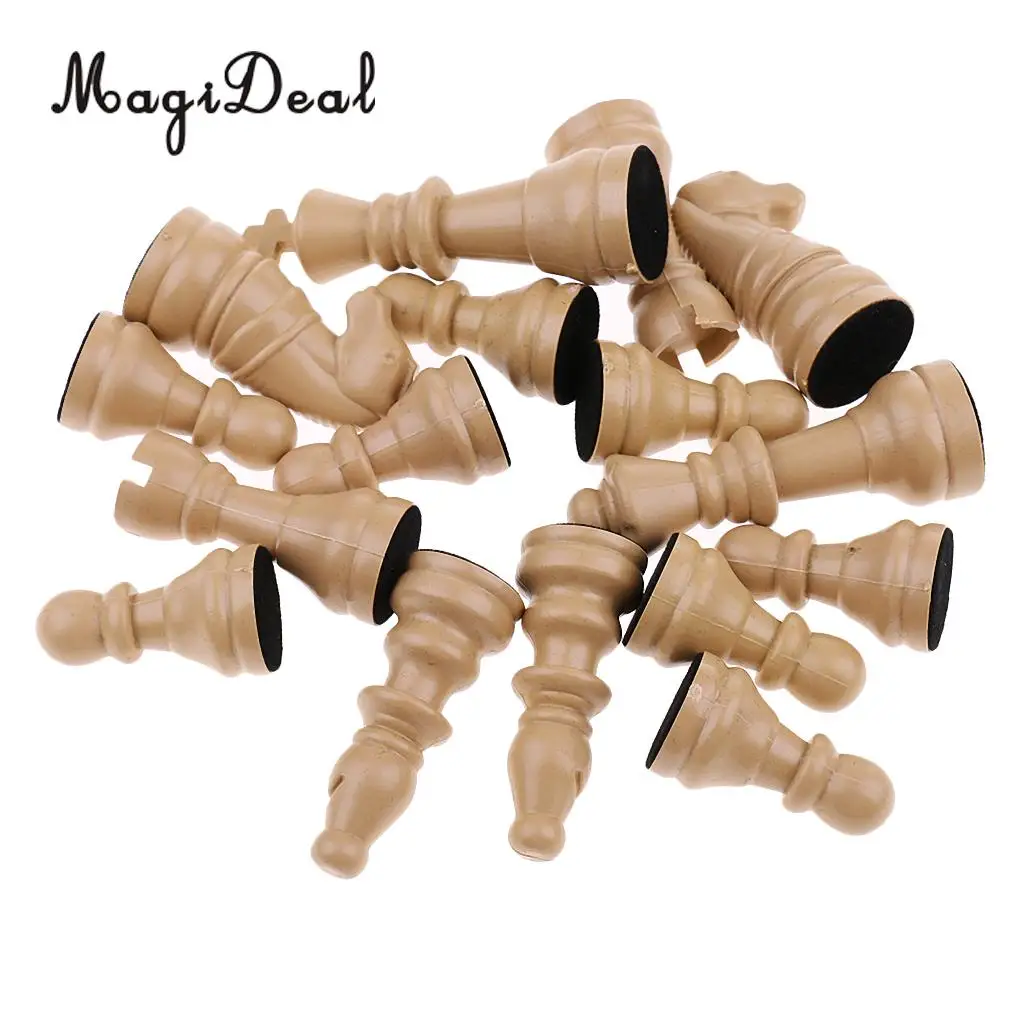 MagiDeal 16 Pieces Replacement Plastic Chess Pieces/Chessman Set beige Birthday Gift Party Supplies International Chess Set