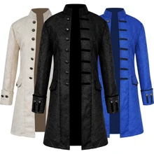 Victorian Steampunk Costume Men Trench Coat Frock Outwear Vintage Prince Overcoat Medieval Renaissance Jacket Cosplay Costume supernatural castiel twill trench coat suit set coplay costume