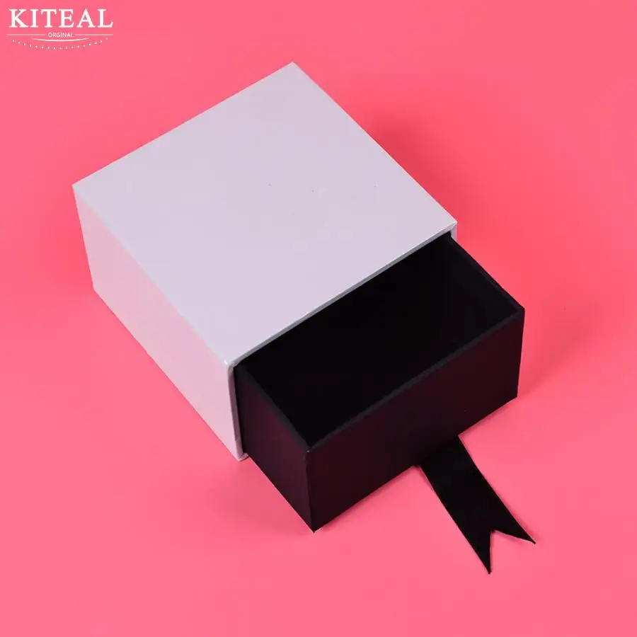

custom high-end new packaging gift box white drawer boxs flip cosmetic jewelry box add LOGO