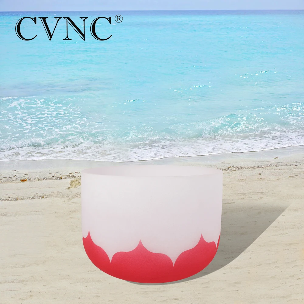 

CVNC 8" Note C# Adrenals Chakra Lotus Design Frosted Quartz Crystal Singing Bowl
