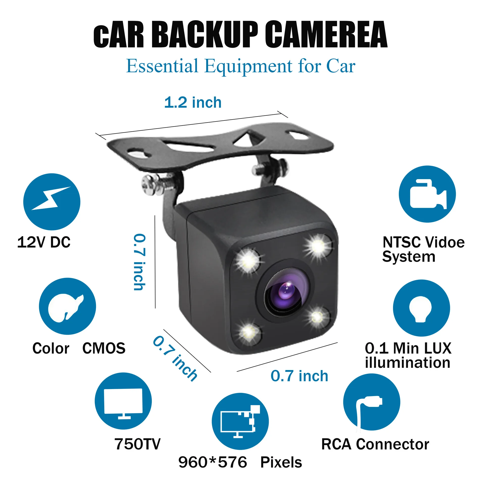 

Universal DC12V Car Rear View Camera Night Vision Reversing Auto Parking Monitor CCD Waterproof 170 Degree HD Video