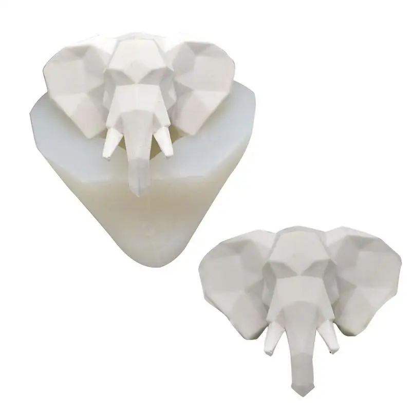 

Craft 3D Elephant Head Aromatherapy Gypsum Car Display Candle Gypsum Molds Cake Decoration DIY Silicone Moulds Cake Baking Tools
