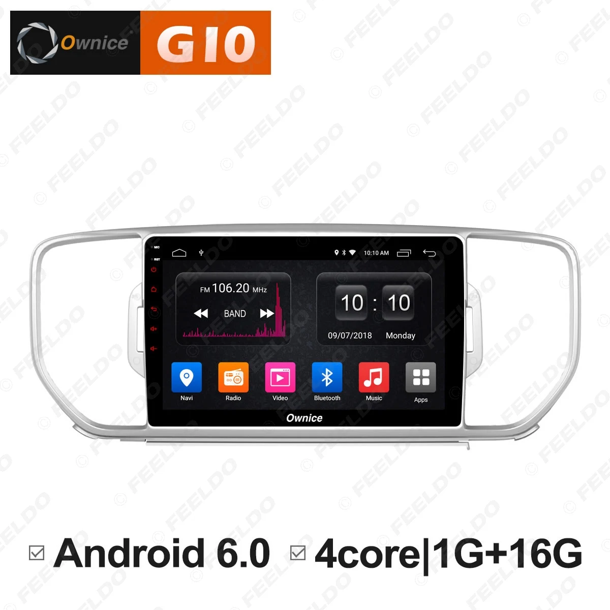 

FEELDO 9" Android 6.0 4-Core/DDR3 1G/16G/Support 4G Dongle Car Media Player With GPS/FM/AM RDS Radio For KX5 2016 (Sportage 4)