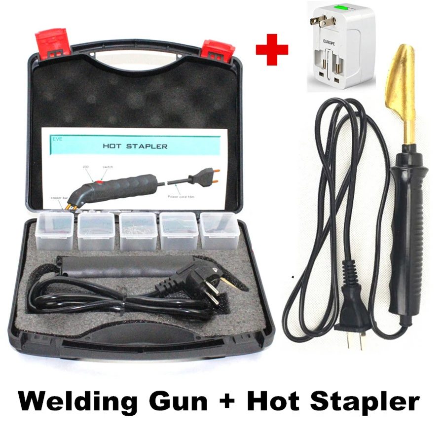 

Hot Stapler Plastic Repair Plastic Kit Welding Machine & Smoothing Iron & 200pcs Stapler Car Bumper Repair Kit
