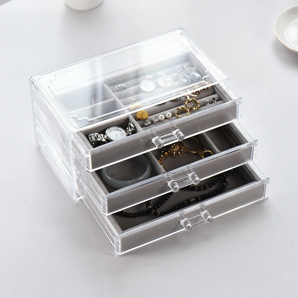 

Large Capacity 3 Layers Transparent Acrylic Storage Box Cosmetic Jewelry Drawer Organizer Makeup Tool Kits make up Accessories