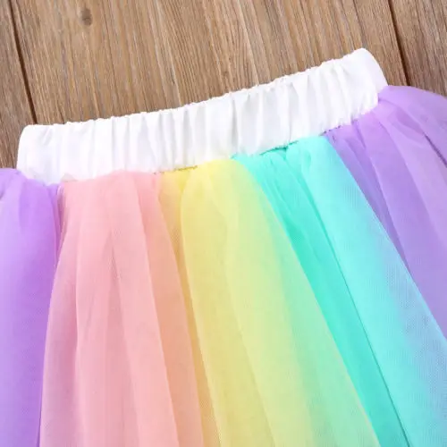 Kids Baby Girls Princess Rainbow Lace Tulle Tutu Skirt Ballet Skirt Dancer wear Stage Show Clothes Baby Girl Costume Skirt