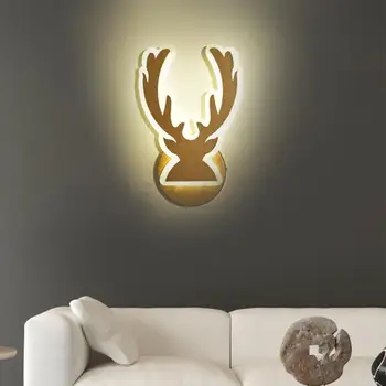 

10W 30 LED Wall Lamp Creative Deer Head Wall Acrylic Light Bedside Study Art Lamp for Bedroom Living Room
