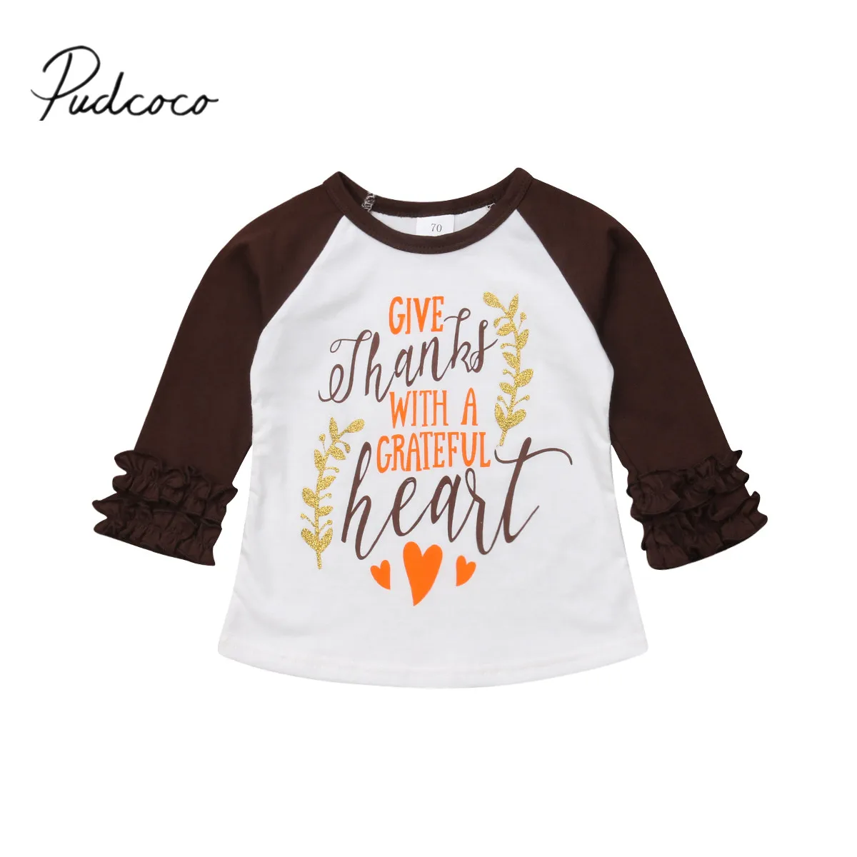 Новинка 2018 одежда для маленьких девочек на День Благодарения топы с буквенным