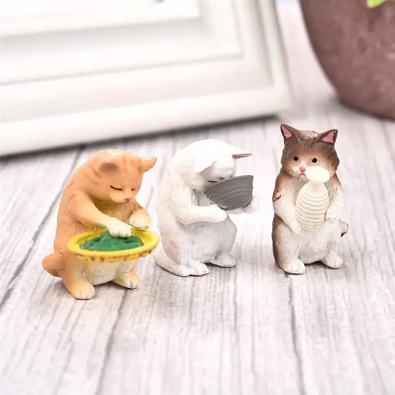 

Cute Cat Sets Fairy Garden Ornaments Mini Animal Toy Resin Craft Bonsai Decor Miniature Doll Home Decoration DIY Accessories