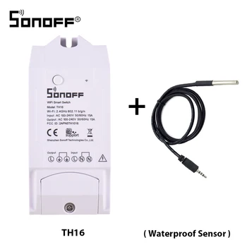 

SONOFF TH16 WiFi Wireless Smart Switch Monitoring Temperature Humidity Wireless Automation Kit Works Alexa For Google Home
