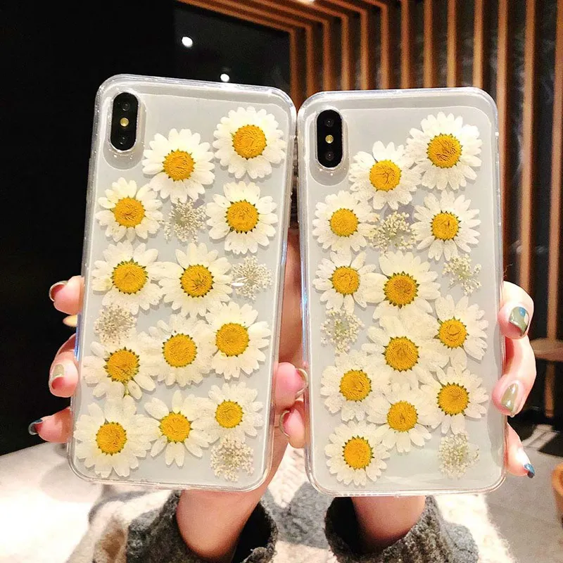 KISSCASE Daisy Flower Case For iPhone X XR 7 8 XS MAX Clear Soft TPU Phone Cases 6 6S Plus Floral Back Covers |