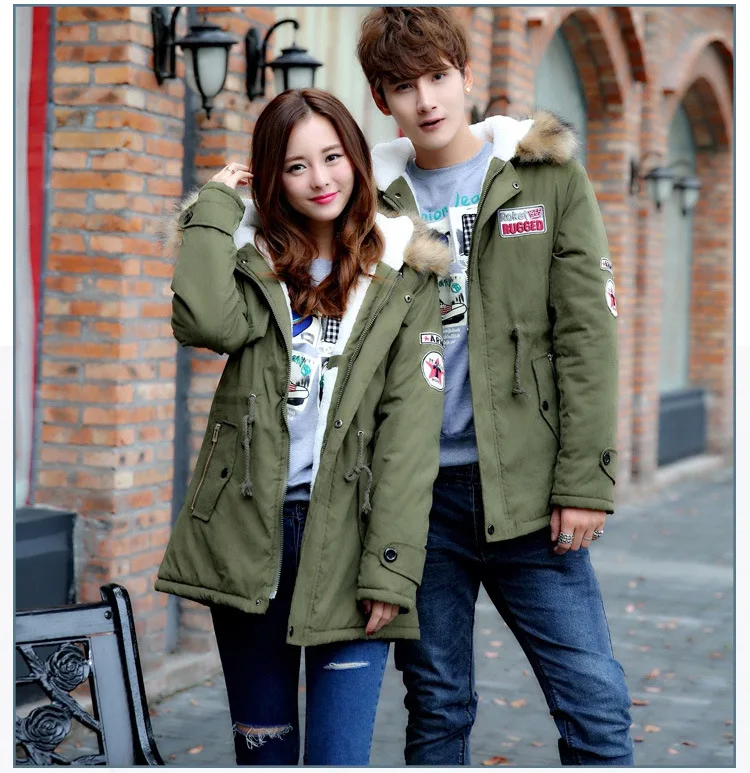 Review  Hot Plus Size 4XL Long Cotton Parka Winter Jacket Women Men Couples Coat Hooded Fur Collar Military