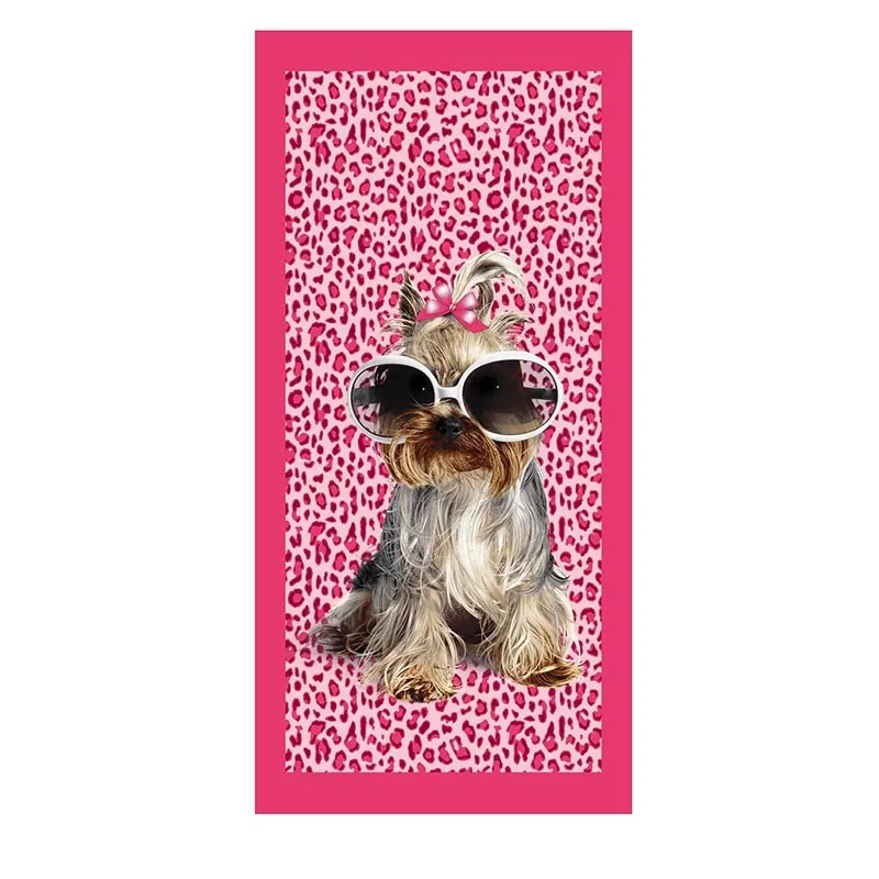 

Fashion Dog Beach Towel Coconut Tree Surfboard Design Microfiber Bath Towel Quick Drying Washcloth Summer Protection 70x140cm