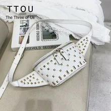 TTOU Высокая Улица Заклепки сумки на пояс для женщин девочек поясная сумка из искусственной кожи плечо Кроссбоди нагрудный ремень сумки Heuptas Pochete