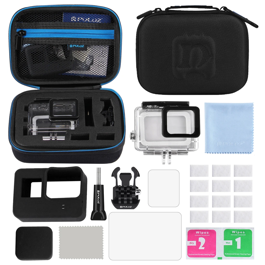 12 в 1 Аксессуары для серфинга Комбо Комплекты с маленьким EVA чехлом Gopro Hero 6 5 4 3 2