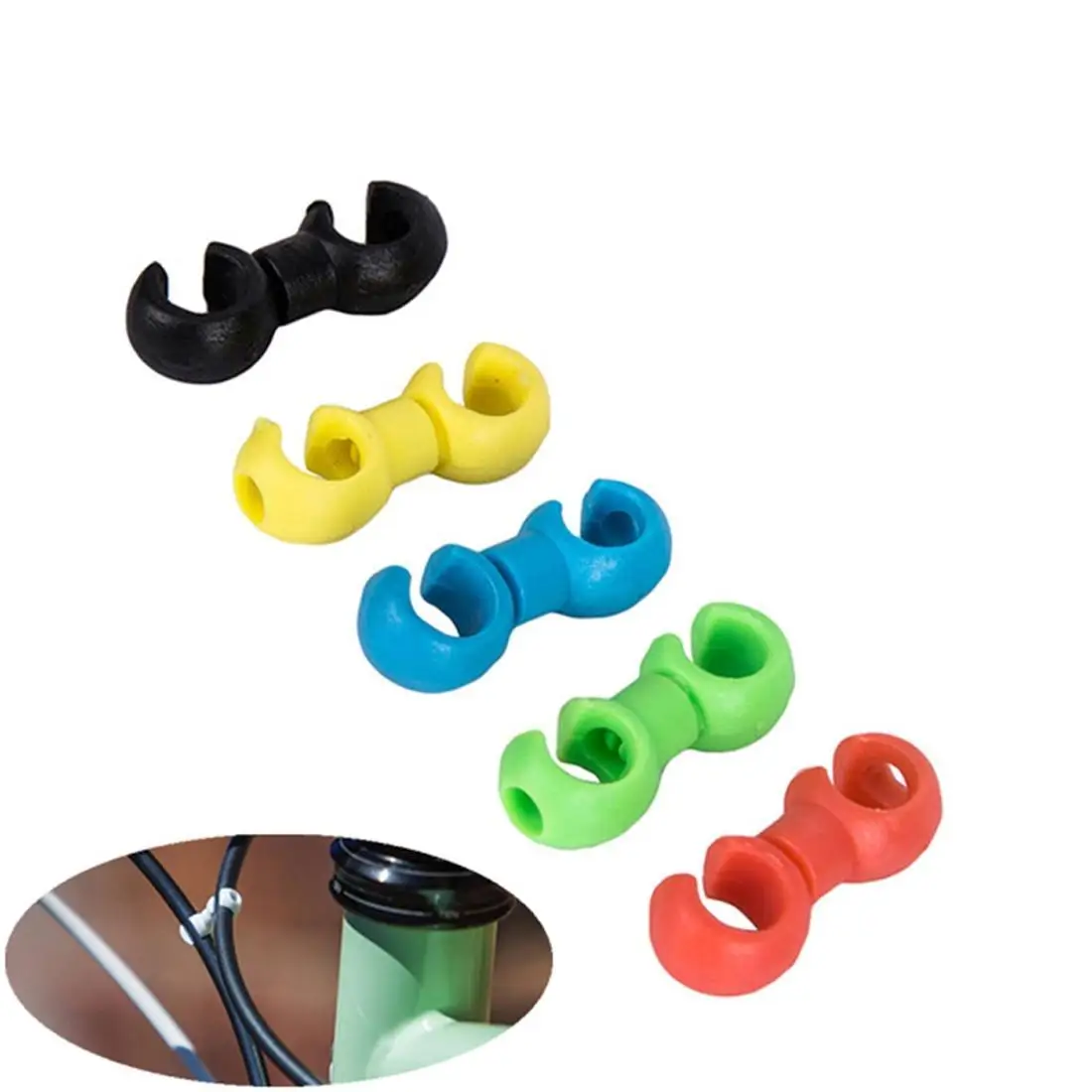 

Hot Sell 10Pcs Bike Road Bicycle Handcuffs Shape Clips Housing Hose Guide For Brake Cable/Derailleur Line Case Clasps