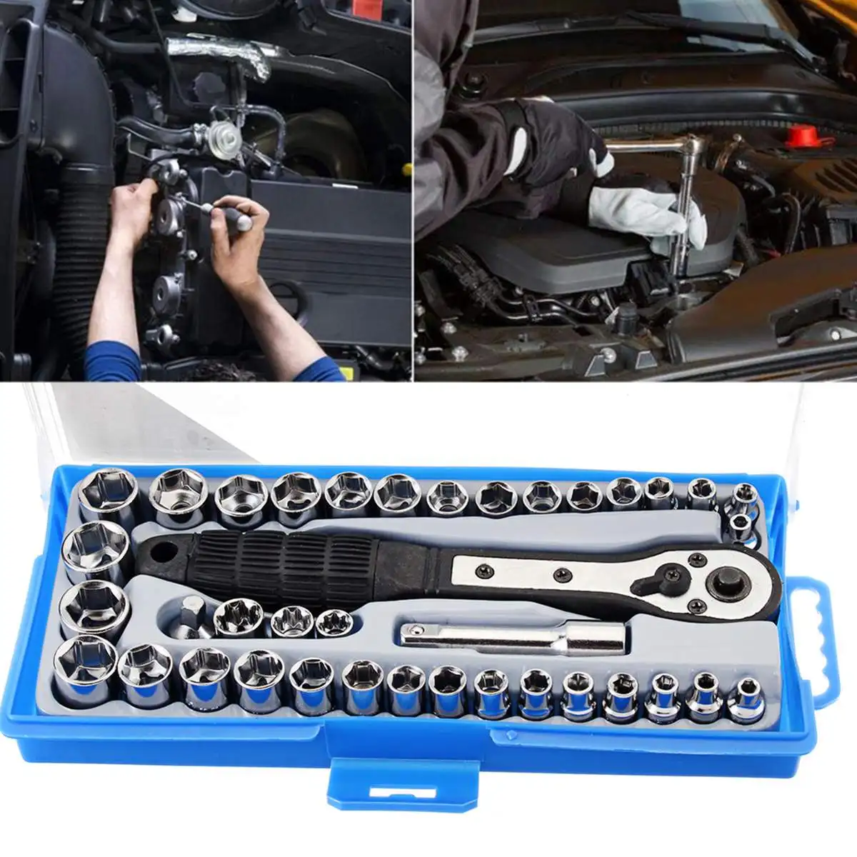 

38Pcs 3/8'' 4-15mm Universal Mini Socket Wrench Tool Set Metric Ratchet Driver Auto Repair Hand Tool Kit Screwdrive Sets