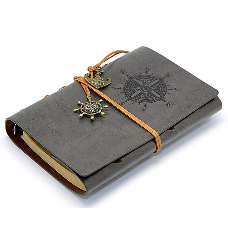 

A6 Leather Book Vintage Nautical Spiral Blank String Diary Notepad Sketchbook Travel to Write in Paper Writing Journal Notebook