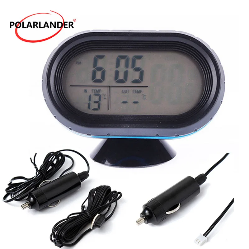 Car Battery Voltmeter Voltage Meter Tester Monitor + Noctilucous Clock