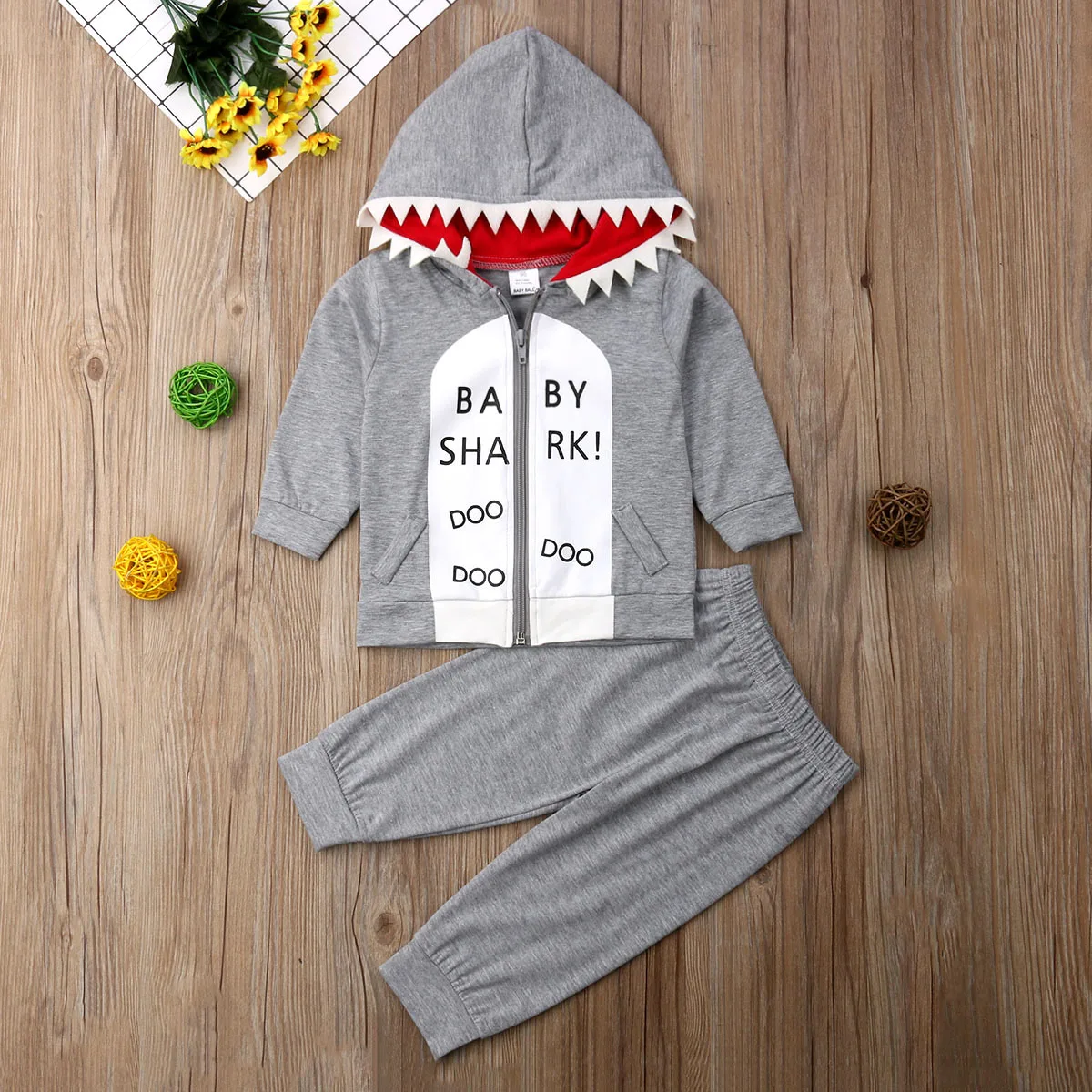 Kids Baby Boy Clothes Shark Tops Hooded Sweater Pants Leggings Clothes