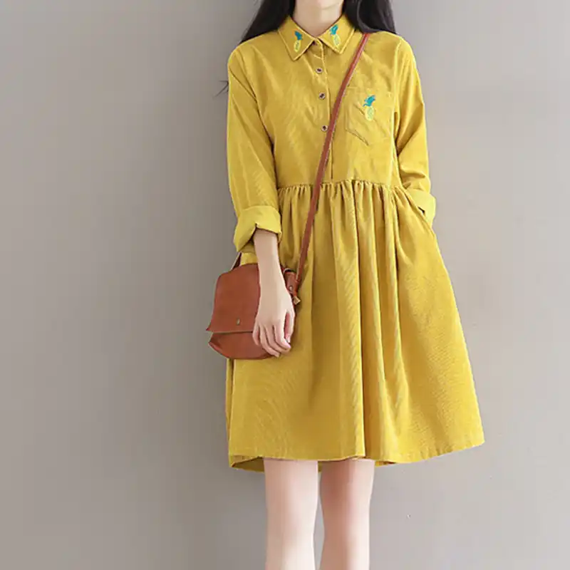 yellow corduroy dress