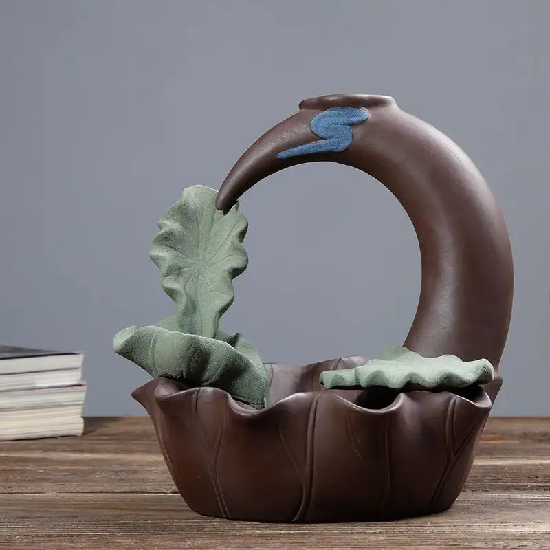 

Crescent Incense Burner Smoke Waterfall Backflow Incense Holder Ceramic Censer Home Decor Mountain River Handicraft Incense Road