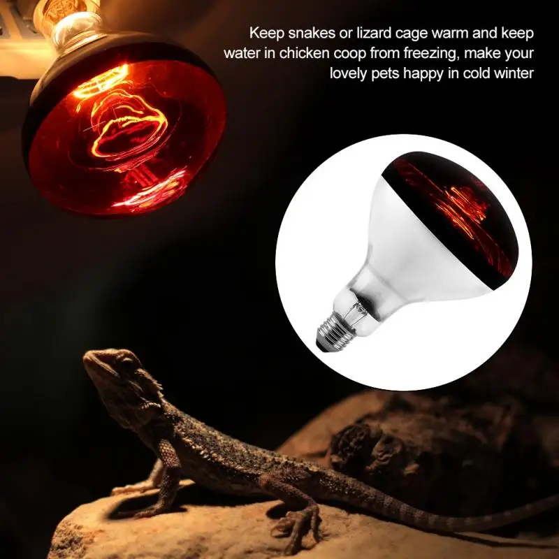 E27 Reptile Infrared Heating Lamp Bulb No Hurt Red Glass Light for