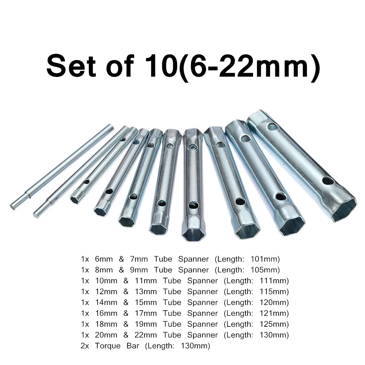 6 PC/10 PC 8-19mm 6-22mm متري أنبوبي مربع وجع مجموعة أنبوب شريط شرارة المكونات المفك ل السيارات راسيا إصلاح الصلب مزدوجة المنتهية